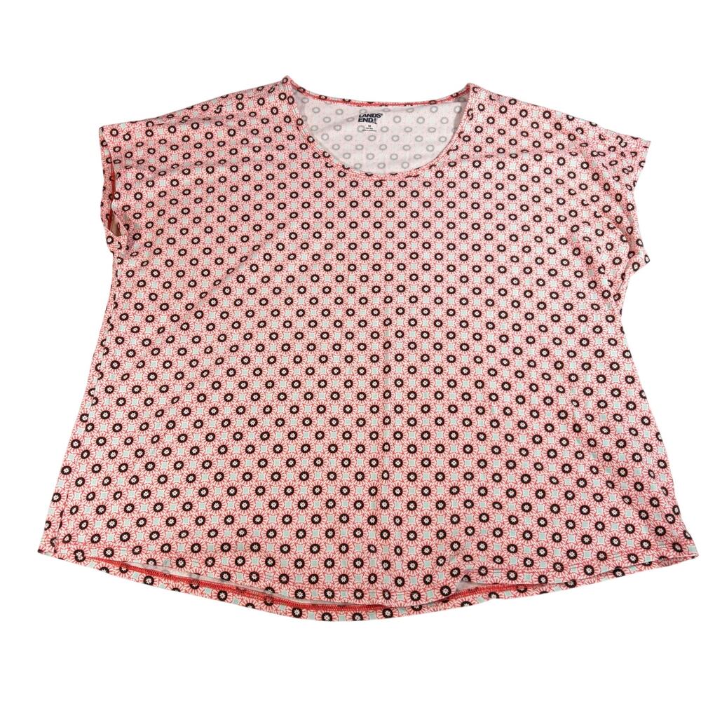 Lands end womens orange blue geometric print cap sleeve top. Size 1X. career